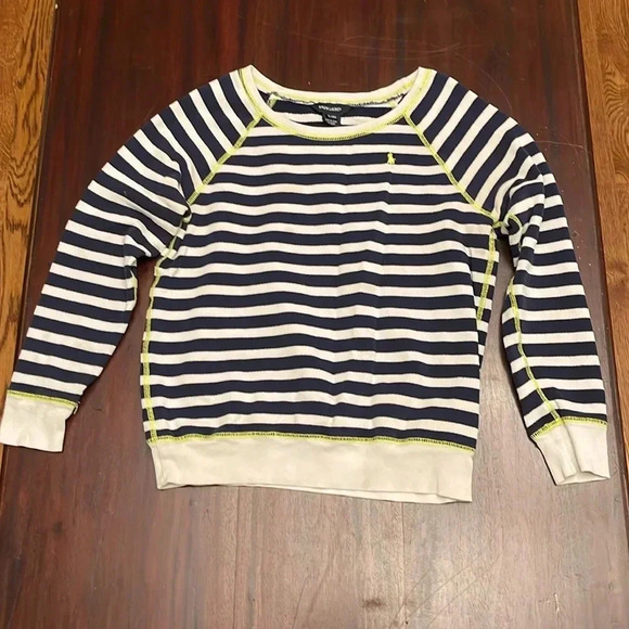 Ralph Lauren sweatshirt blue striped with green stitching size 16 - Picture 1 of 8